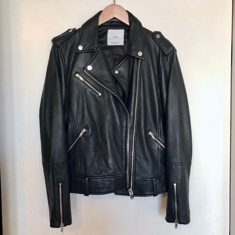 Mango Leather Biker Jacket